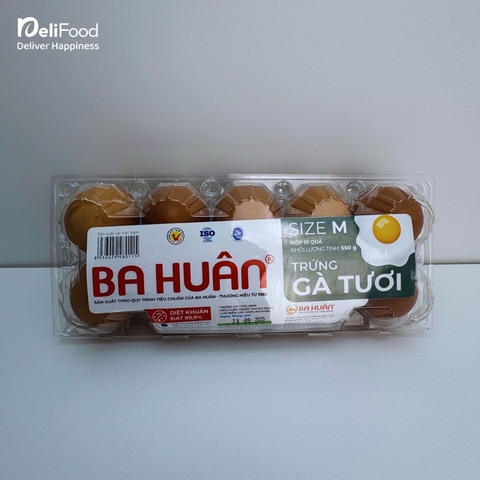 Trứng gà tươi Ba Huân Diệt khuẩn 99.9% - Hộp 10 quả