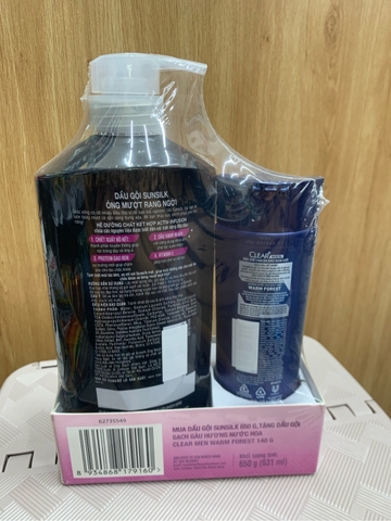Sunsilk dầu gội óng mượt rạng ngời - chai 650g (tặng dầu gội Clear Men 140g)
