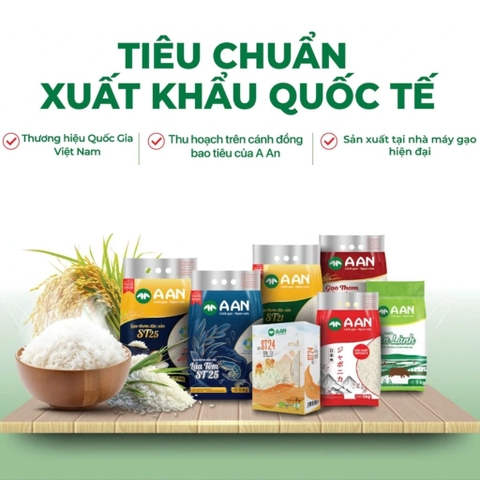 Gạo ST25 AAN Chính Hãng 5kg – Chuẩn ST25 Dẻo Ngon, An Toàn Cho Sức Khỏe