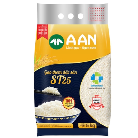 Gạo ST25 AAN Chính Hãng 5kg – Chuẩn ST25 Dẻo Ngon, An Toàn Cho Sức Khỏe