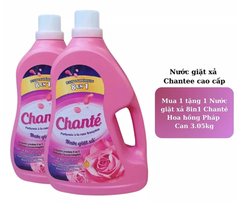 Nước giặt xả Chante cao cấp Hương hoa hồng Ohara Pháp - Can lớn - Mua 1 tặng 1