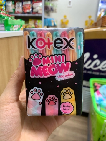 Băng vệ sinh Kotex mini Meow siêu mềm 24cm - Bịch 8 miếng