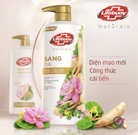 LIFE BUOY Sữa tắm sáng da thảo dược và hoa sen - chai 800g