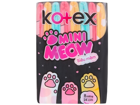 Băng vệ sinh Kotex mini Meow siêu mềm 24cm - Bịch 8 miếng
