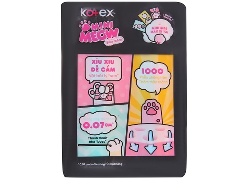 Băng vệ sinh Kotex mini Meow siêu mềm 24cm - Bịch 8 miếng