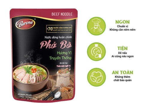 Nước dùng hoàn chỉnh Barona Phở bò - gói 150g