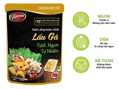 Nước dùng hoàn chỉnh Barona Phở gà - gói 145g