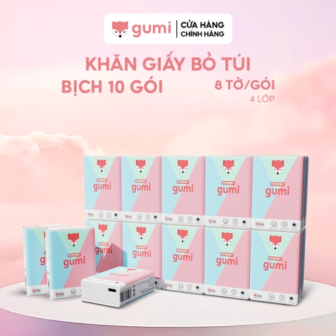 Khăn giấy bỏ túi Gumi 4 lớp - bịch 10 gói