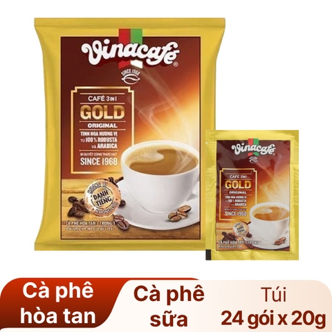 Cà phê hoà tan Vinacafé Gold Original - Bịch 24 gói 480g