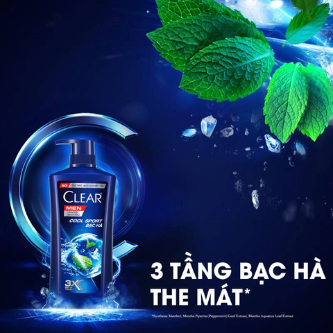 CLEAR MEN Dầu Gội Mát Lạnh Bạc Hà - chai 630g