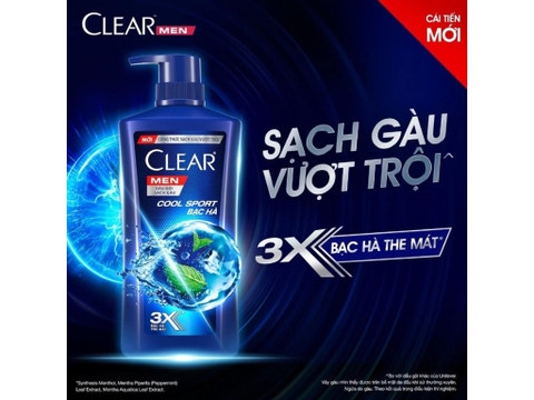 CLEAR MEN Dầu Gội Mát Lạnh Bạc Hà - chai 340g
