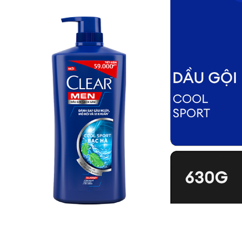 CLEAR MEN Dầu Gội Mát Lạnh Bạc Hà - chai 630g