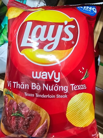 Bim bim Lay's wavy vị thăn bò nướng texas - Gói 53g