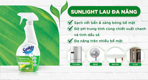 SUNLIGHT Nước Lau Đa Năng Chanh & Sả - Chai 500ml