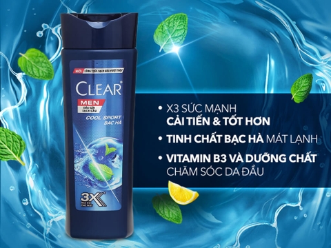 CLEAR MEN Dầu Gội Mát Lạnh Bạc Hà 170g