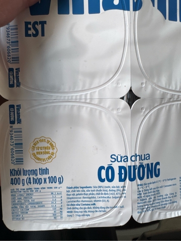 Sữa chua Vinamilk có đường - Hộp 100g