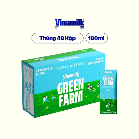 Sữa Vinamilk Green Farm Tiệt Trùng Cao Cấp Nguyên Chất - Hộp 180ml