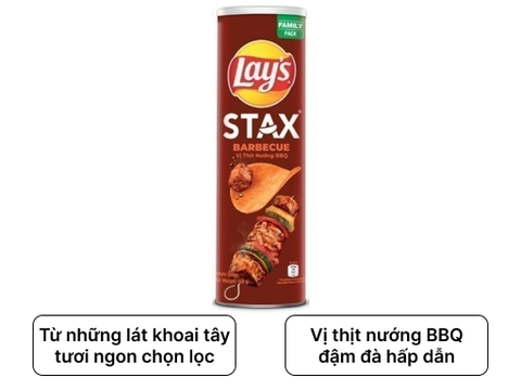 Bim bim Lay's STAX vị thịt nướng BBQ - Hộp 150g