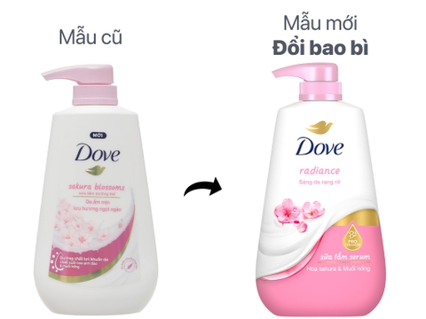 DOVE Sữa tắm Serum hương hoa sakura và muối hồng - chai 500g