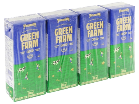 Sữa Vinamilk Green Farm Tiệt Trùng Cao Cấp Rất Ít Đường - Hộp 180ml