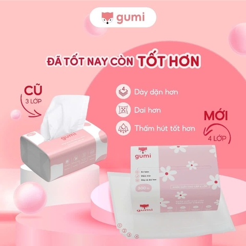 Khăn giấy cao cấp Gumi 4 lớp - Gói 300 tờ