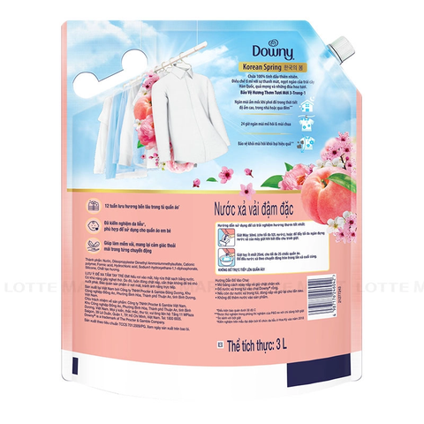 Downy Nước xả vải hương Korean Spring (xuân Hàn Quốc) - túi 3L