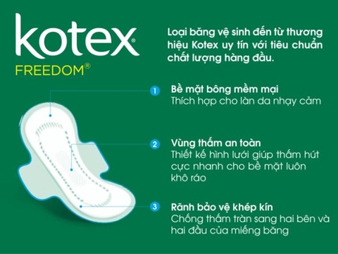 Băng vệ sinh Kotex Freedom maxi có cánh - bịch 8 miếng