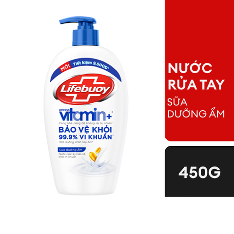 LIFE BUOY Nước rửa tay sữa dưỡng ẩm - chai 450g