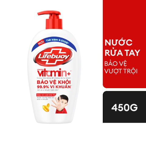 LIFEBUOY Nước Rửa Tay Bảo Vệ Vượt Trội 10X - chai 450g