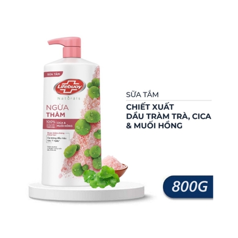 LIFEBUOY Sữa tắm Ngừa Thâm Da Cica & Muối Hồng - chai 800g