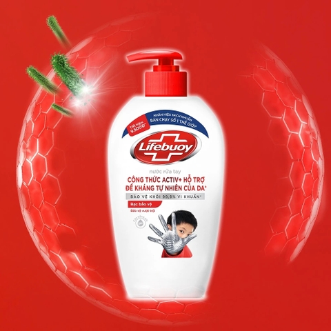 LIFEBUOY Nước Rửa Tay Bảo Vệ Vượt Trội 10X - chai 450g