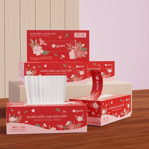 Khăn giấy lụa cao cấp 2 lớp Gumi - Hộp 180 tờ
