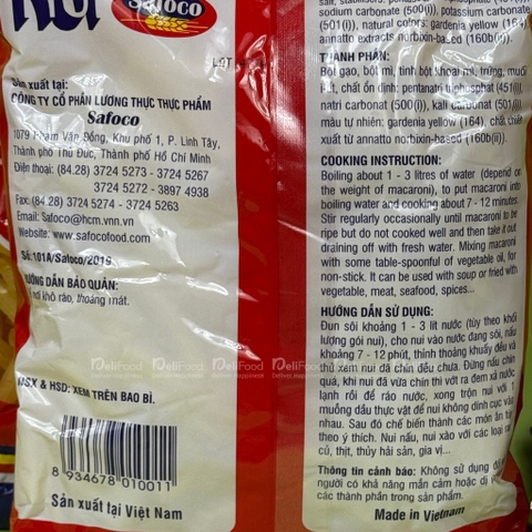 Nui ống - Nui Maccaroni - Nui Rau Củ Safoco