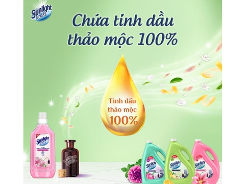 Nước lau sàn Sunlight tinh dầu thảo mộc hương hoa lily & bạch trà - chai 1kg