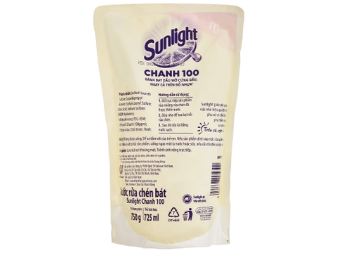 Nước rửa chén SUNLIGHT Chanh mới - túi 750g