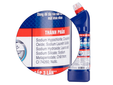 Nước tẩy bồn cầu & nhà tắm VIM diệt khuẩn xanh biển - chai 880ml