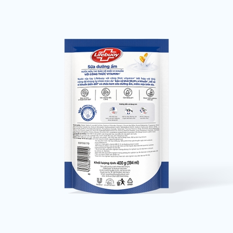 LIFEBUOY Nước Rửa Tay Vitamin Sữa Dưỡng Ẩm - túi 400g
