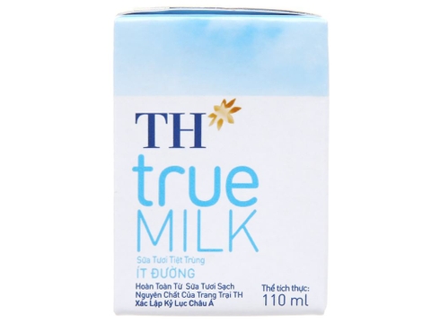 Sữa tươi tiệt trùng TH Truemilk ít đường  - Hộp 110ml