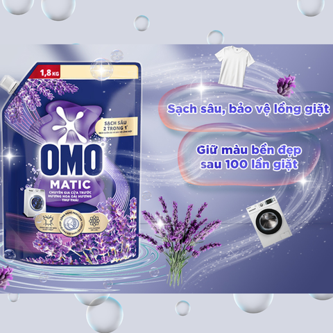 OMO Nước Giặt MG Cửa Trước Hương Hoa Oải Hương Thư Thái - Túi 1.8kg