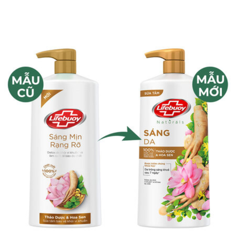 LIFE BUOY Sữa tắm sáng da thảo dược và hoa sen - chai 800g