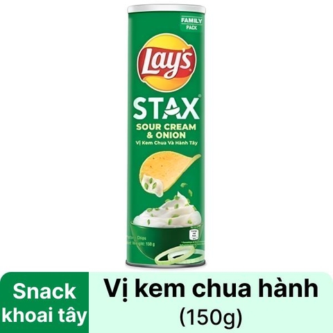 Bim bim Lay's STAX vị kem chua và hành tây - Hộp 150g