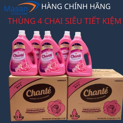 Nước giặt xả Chante cao cấp Hương hoa hồng Ohara Pháp - Can lớn - Mua 1 tặng 1