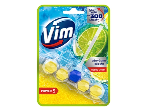 Viên treo bồn cầu VIM Power 5 hương chanh - vỉ 50g