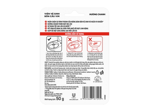 Viên treo bồn cầu VIM Power 5 hương chanh - vỉ 50g