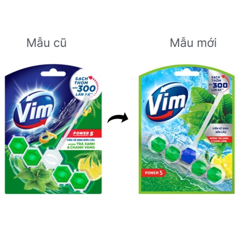 VIM viên treo bồn cầu hương trà xanh & chanh 50g