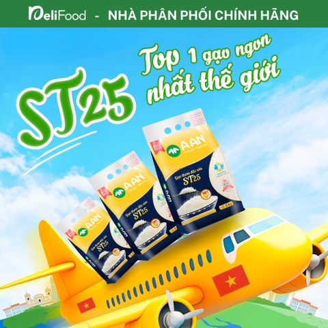 Gạo ST25 chính hãng A AN Túi 3kg - Gạo dẻo thơm ngon số 1 thế giới