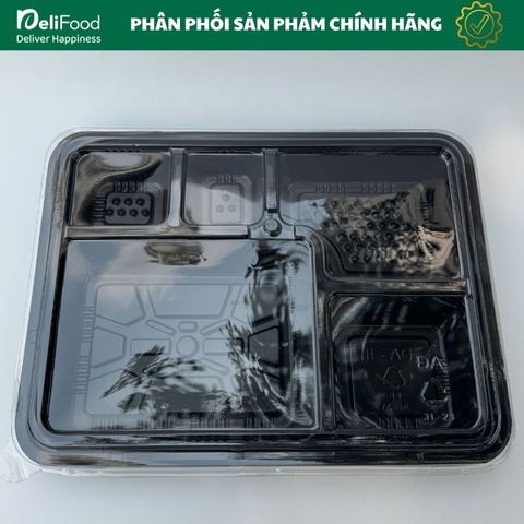10 Hộp Đựng Cơm Hộp 5 Ngăn Cao cấp – Nắp Trong Suốt, Tiện Lợi