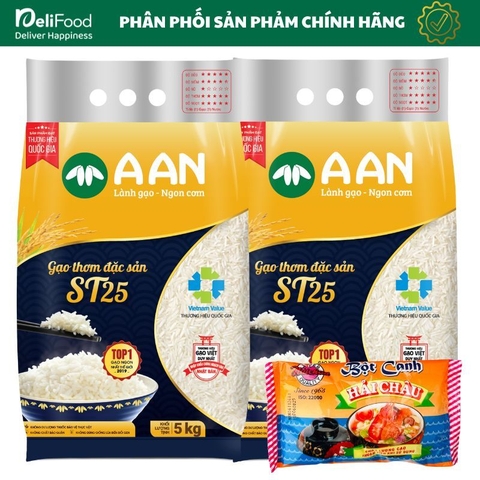 Gạo ST25 chính hãng A AN Túi 5kg - Đặc sản Sóc Trăng gạo ngon số 1 thế giới
