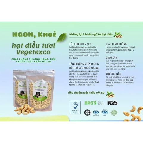 Hạt điều tươi chính hãng Vegetexco - Túi 500g