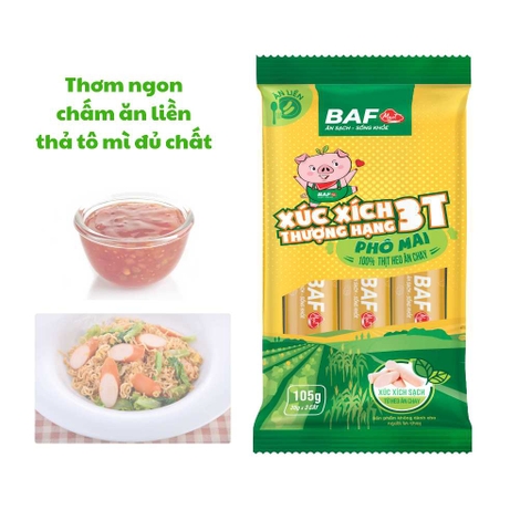 Xúc xích phô mai ăn liền thượng hạng 3T Phô mai - Gói 105g